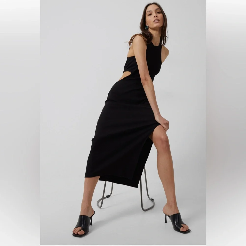 FRENCH CONNECTION NWT RASHA RIBBED CUT-OUT DRESS.. - Picture 5 of 11